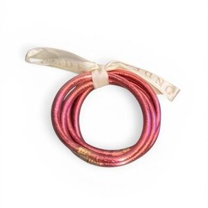 New! Metallic Pink Glitter Tube Bangle Bracelet Set